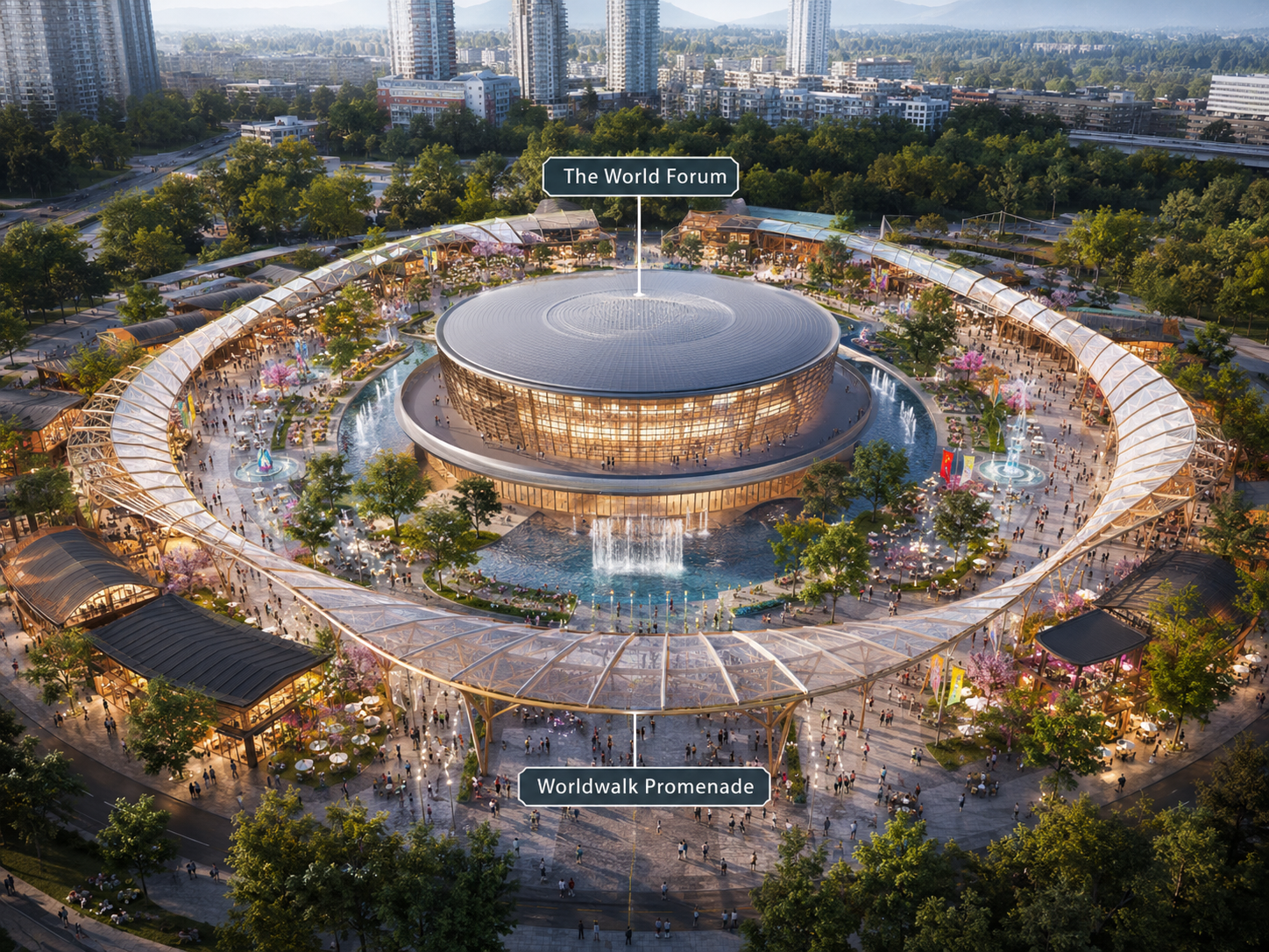 Long-term concept illustration of a possible World Forum and civic plaza
